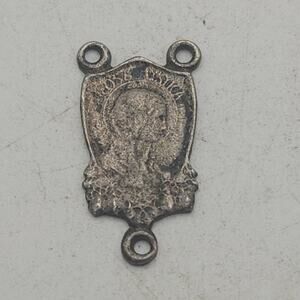 Catholic Rosary Connector Centerpiece Silver Tone 3 Loop Devotional Finding